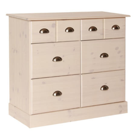 Furniture To Go Terra 4+2 Deep Drawer Chest In Whitewash Pine