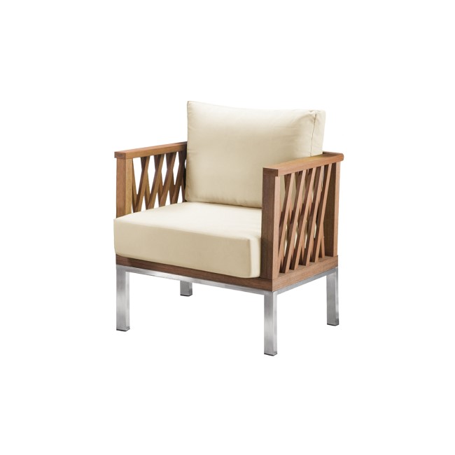 Marka Wooden Garden Chair with Cream Cushions