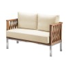 Marka Wooden Garden Sofa with Cream Cushions - Seats 2