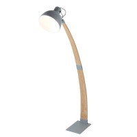 Grey & Wood Curved Floor Lamp - Nanna