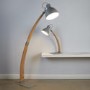 Grey & Wood Curved Floor Lamp - Nanna