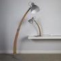 Grey & Wood Curved Floor Lamp - Nanna