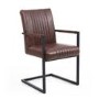Shankar Archer Pair of Cantilever Leather Effect Brown Carver Chairs