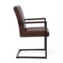 Shankar Archer Pair of Cantilever Leather Effect Brown Carver Chairs