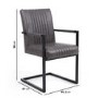 Set of 2 Grey Faux Leather Armchair Dining Chairs with Metal Legs - Shankar
