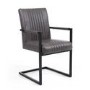 GRADE A1 - Shankar Pair of Archer Cantilever Leather Effect Grey Carver Chair