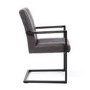 GRADE A1 - Shankar Pair of Archer Cantilever Leather Effect Grey Carver Chair