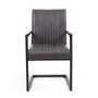 GRADE A1 - Shankar Pair of Archer Cantilever Leather Effect Grey Carver Chair