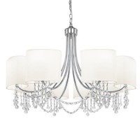 8 Light Chrome Chandelier with Shades & Crystal Beads - Nina