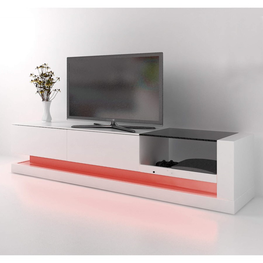 GRADE A2 - Evoque White High Gloss TV Unit with Colour Effects Lighting