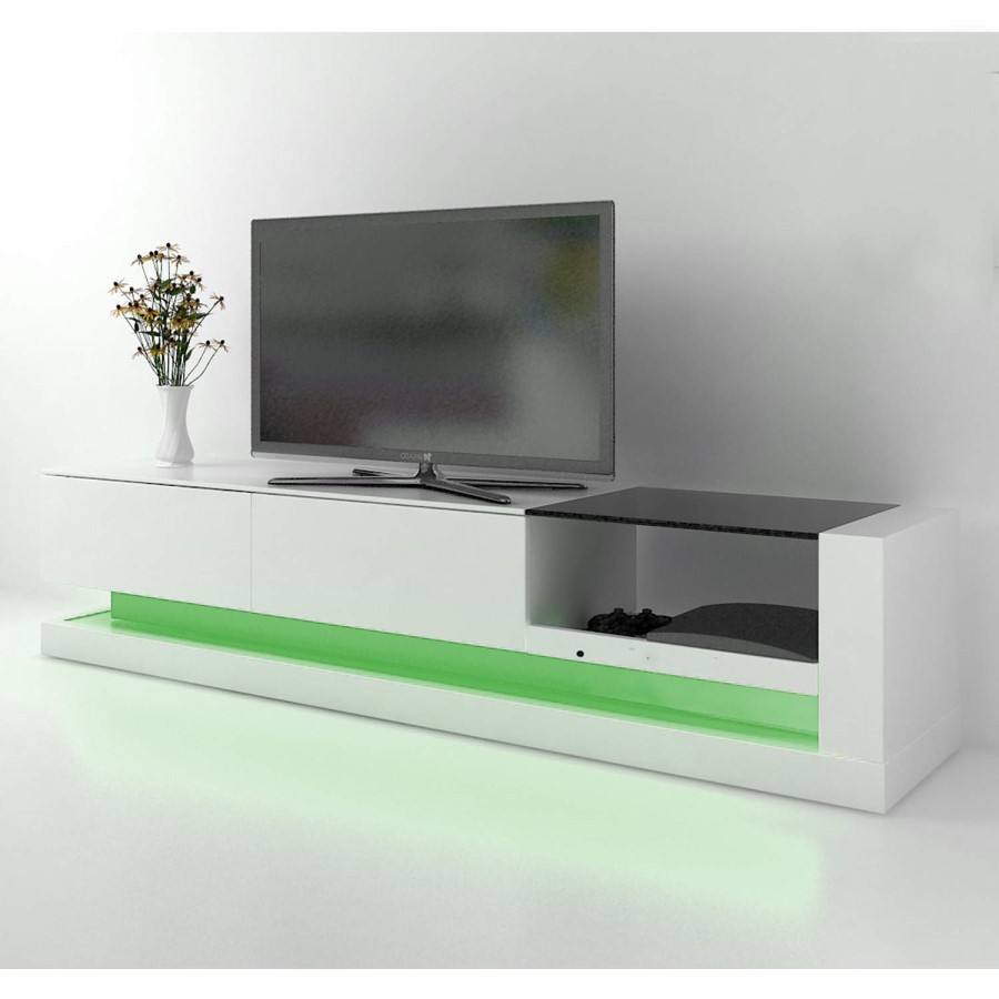 GRADE A2 - Evoque White High Gloss TV Unit with Colour Effects Lighting