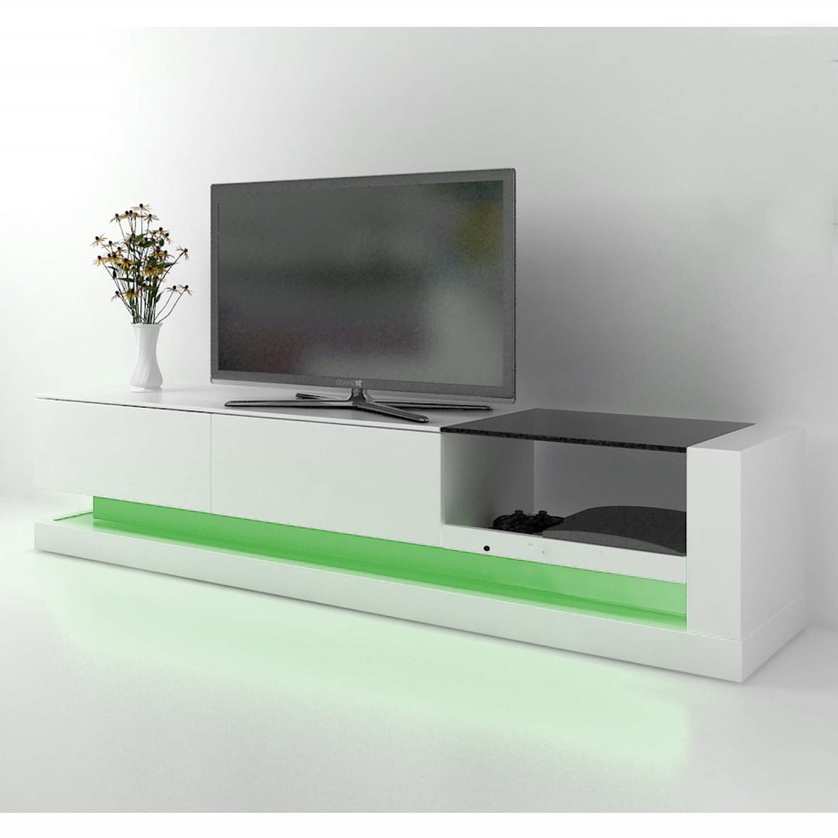Evoque White High Gloss TV Unit with Colour Effects Lighting Furniture123