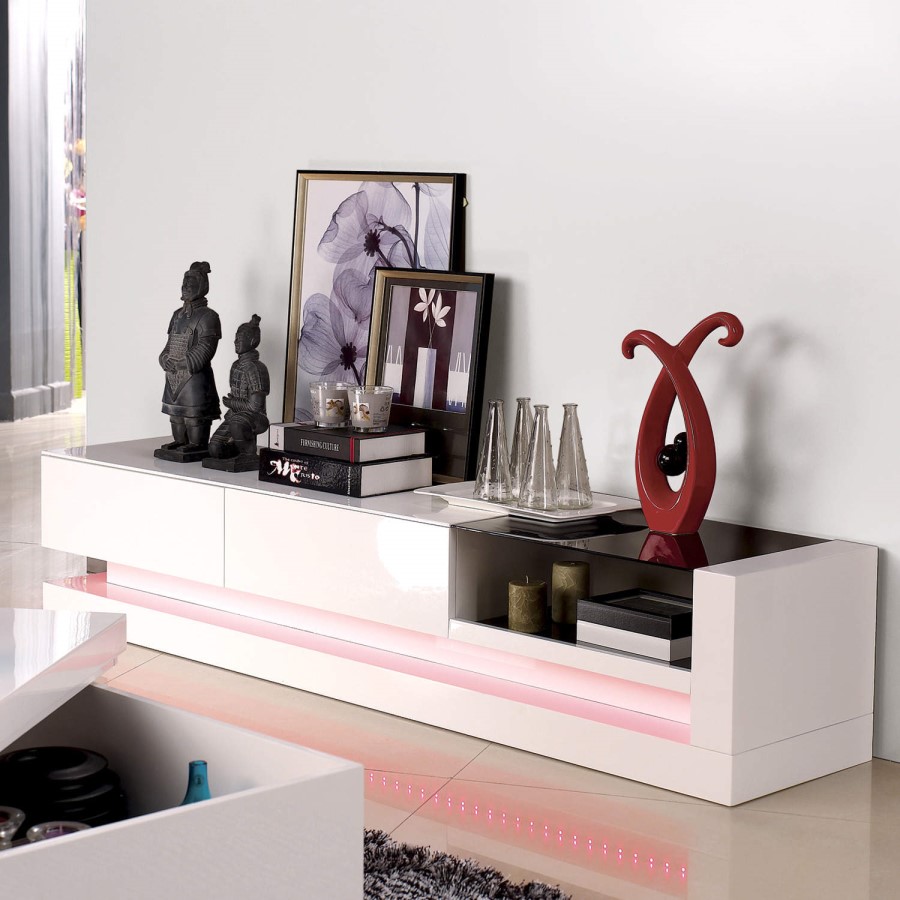 GRADE A2 - Evoque White High Gloss TV Unit with Colour Effects Lighting