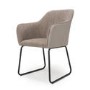 Shankar Celeste Pair of Dining Chairs in Chenille & Leather Effect Beige