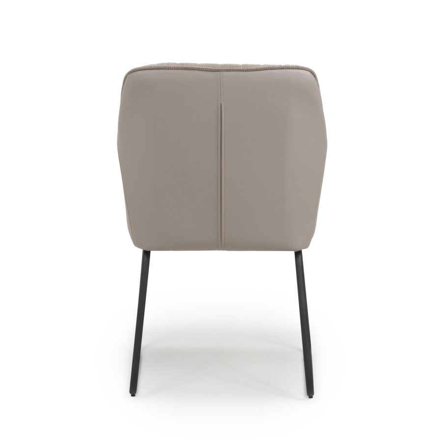 Shankar Celeste Pair of Dining Chairs in Chenille & Leather Effect Beige