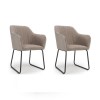 Shankar Celeste Pair of Dining Chairs in Chenille &amp; Leather Effect Beige