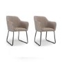 Shankar Celeste Pair of Dining Chairs in Chenille & Leather Effect Beige