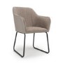 Shankar Celeste Pair of Dining Chairs in Chenille & Leather Effect Beige