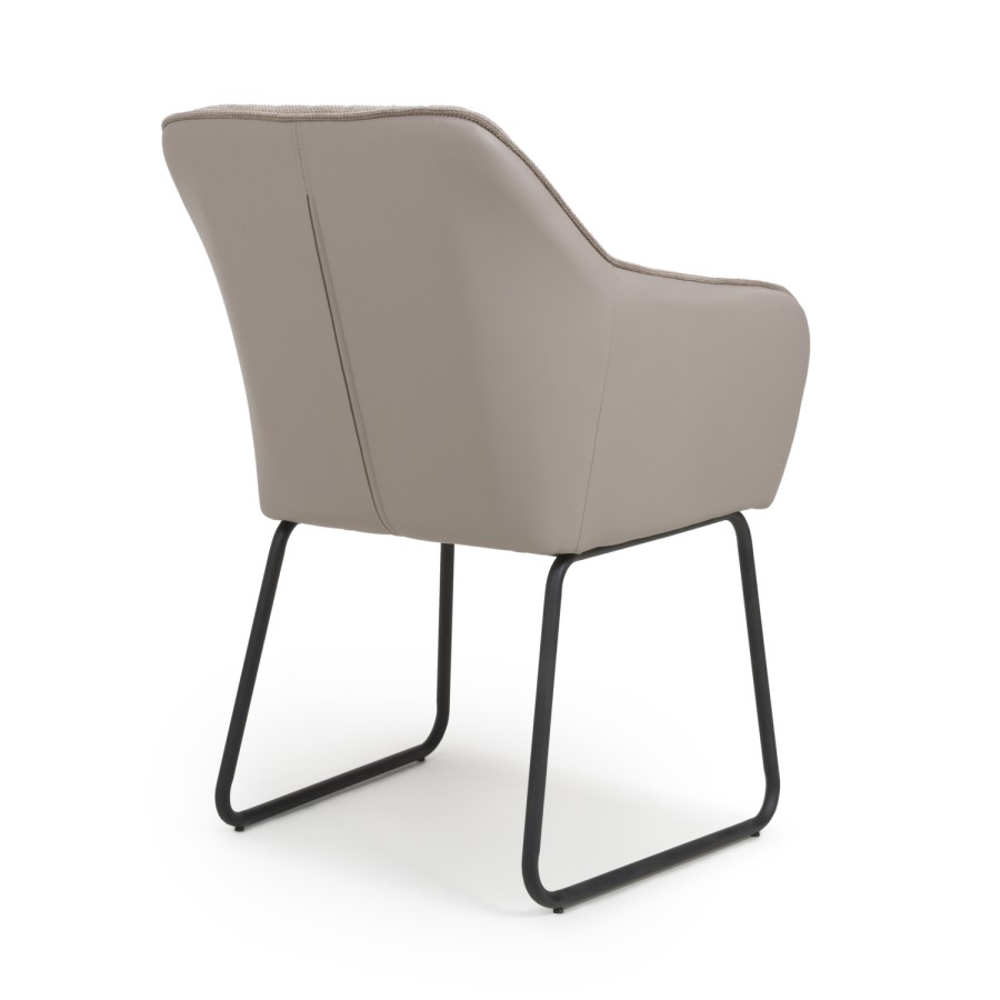 Shankar Celeste Pair of Dining Chairs in Chenille & Leather Effect Beige