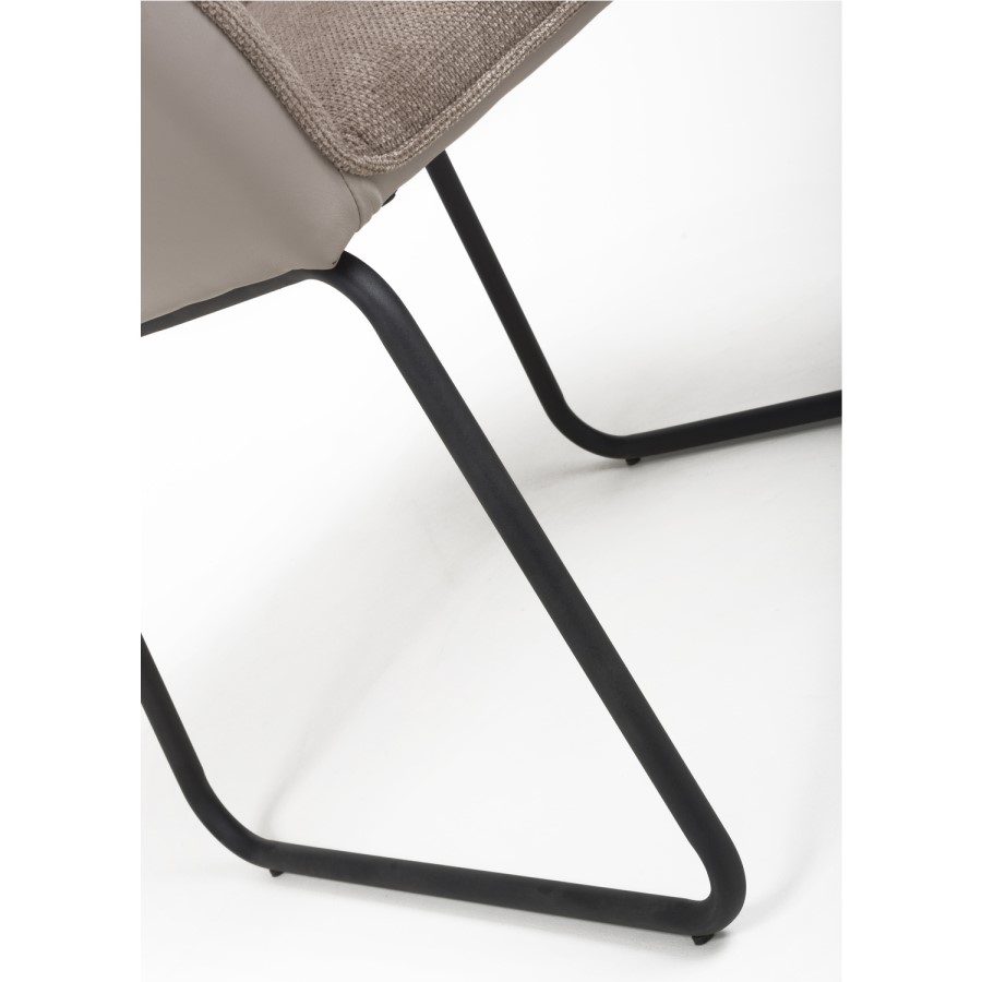 Shankar Celeste Pair of Dining Chairs in Chenille & Leather Effect Beige