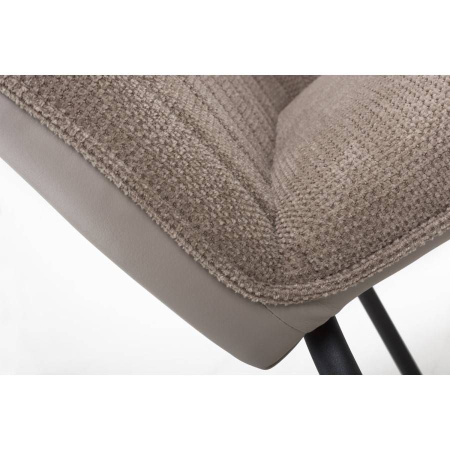 Shankar Celeste Pair of Dining Chairs in Chenille & Leather Effect Beige