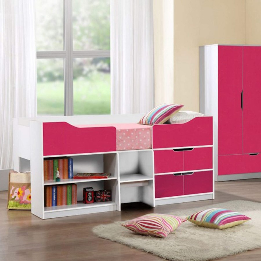 GRADE A2 - Birlea Furniture Paddington Cabin Bed in White and Pink