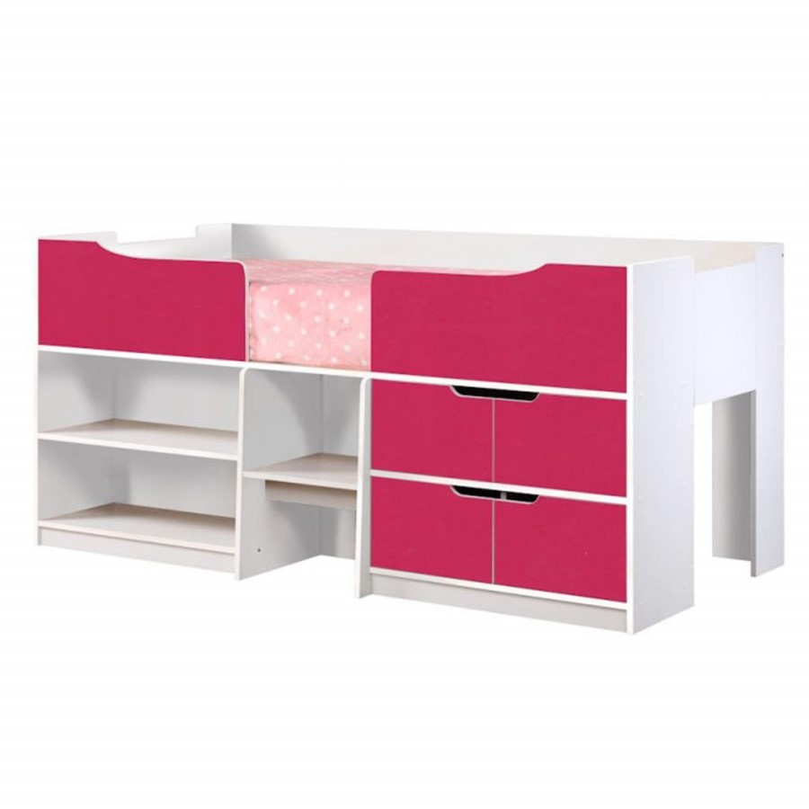 GRADE A2 - Birlea Furniture Paddington Cabin Bed in White and Pink