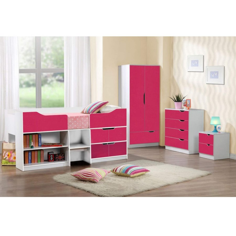 GRADE A2 - Birlea Furniture Paddington Cabin Bed in White and Pink