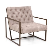 Monaco Beige Armchair with Suede Effect Back Button Finish