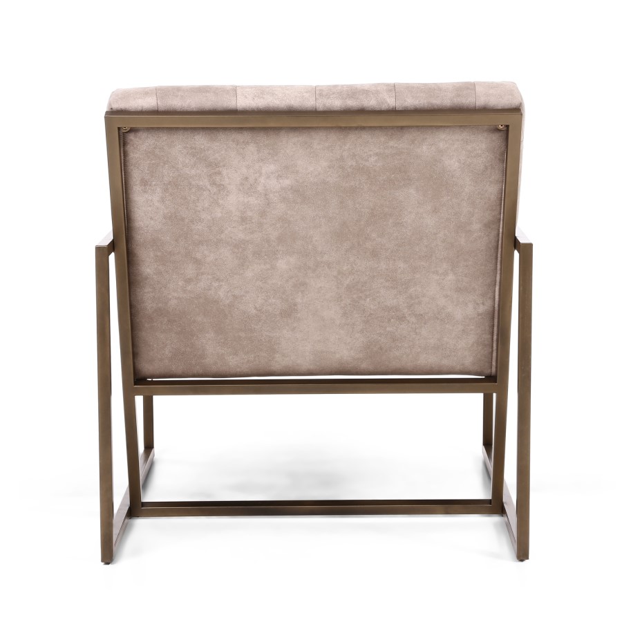 Monaco Beige Armchair with Suede Effect Back Button Finish