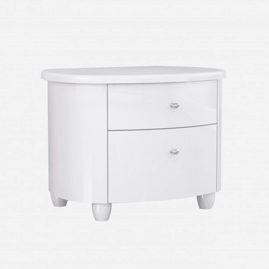GRADE A3 - Birlea Furniture Aztec Nightstand in White High Gloss