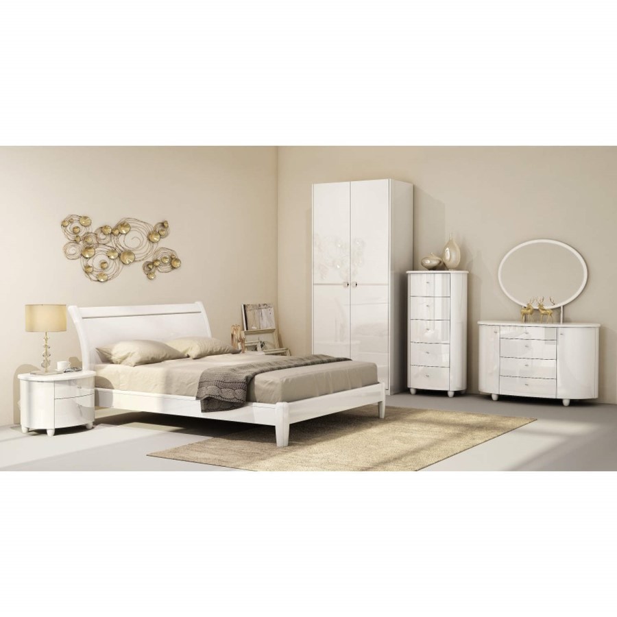 GRADE A3 - Birlea Furniture Aztec Nightstand in White High Gloss