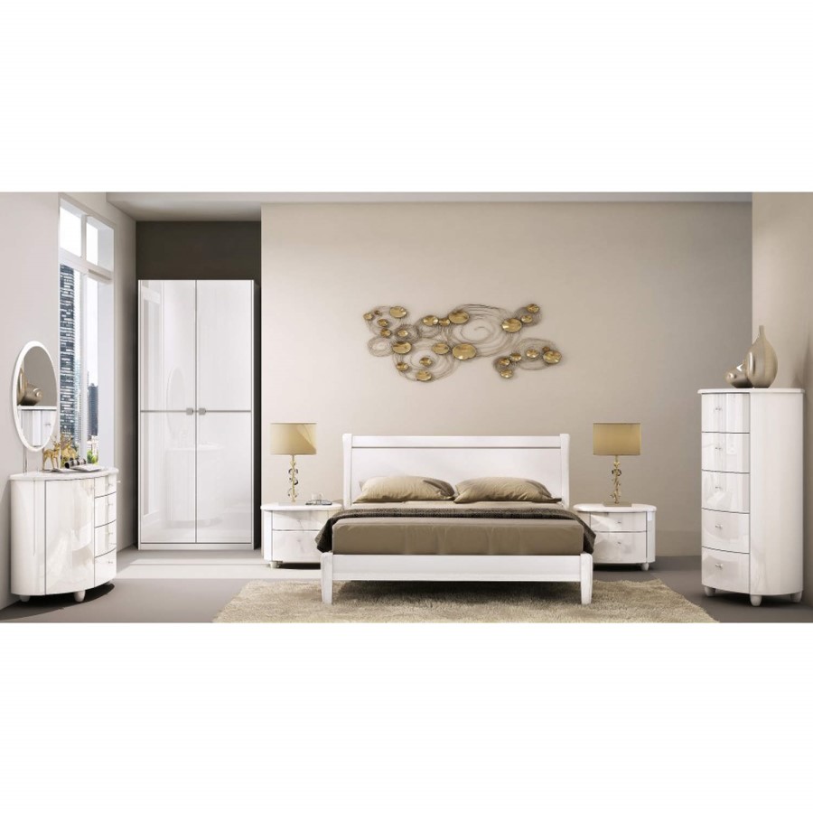 GRADE A3 - Birlea Furniture Aztec Nightstand in White High Gloss
