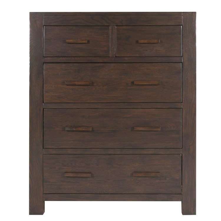 Pacific Solid Dark Oak 2+3 Chest of Drawers - Walnut Effect