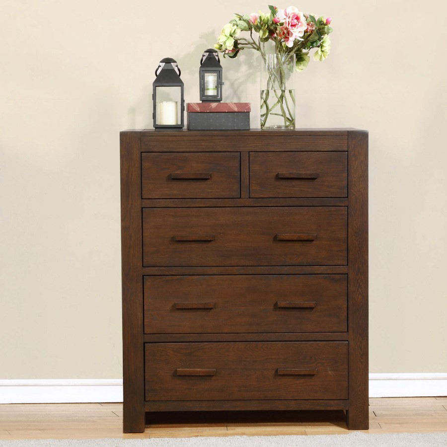 Pacific 3 Piece Bedroom Set in Solid Dark Oak - Walnut Effect
