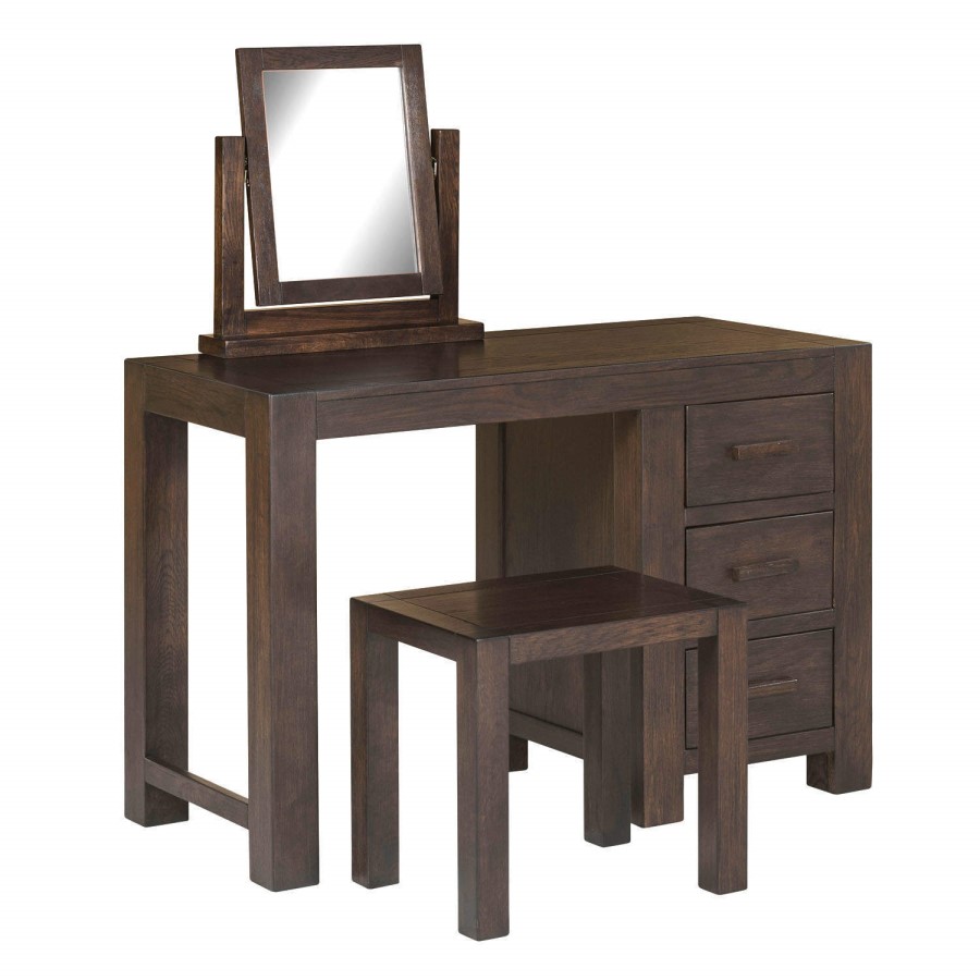 GRADE A2 - Pacific Dressing Table in Solid Dark Oak - Walnut Effect