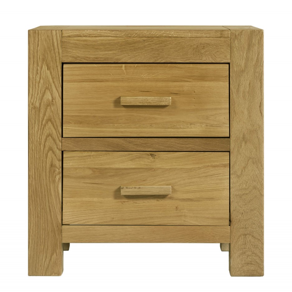 Atlantic 2 Drawer Solid Light Oak Bedside Table Furniture123