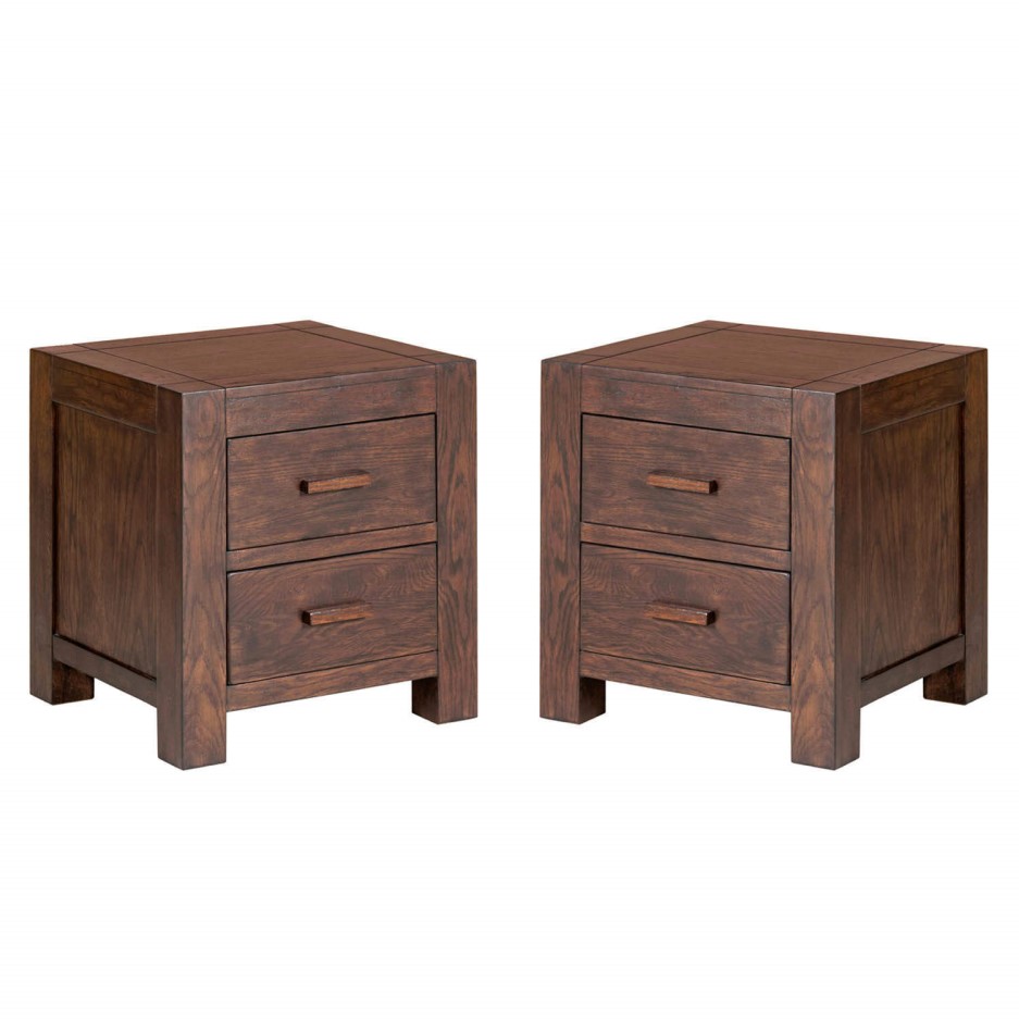 Pacific Pair of Dark Oak Bedside Tables Furniture123