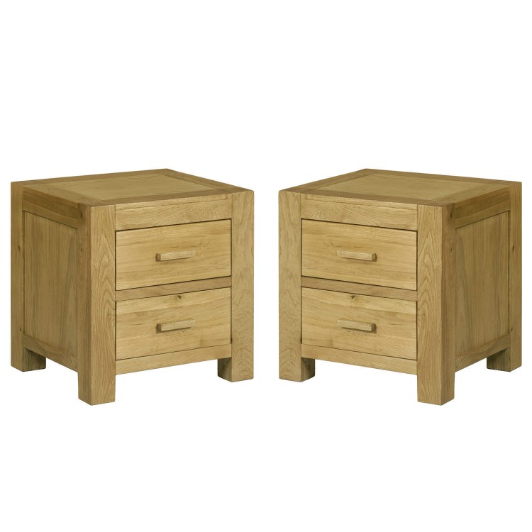 Atlantic Pair of Solid Light Oak Bedside Tables