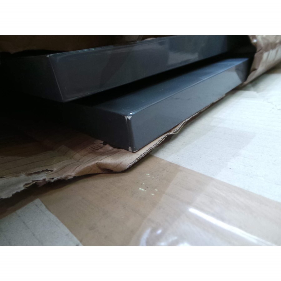 GRADE A2 - Evoque Rectangular High Gloss White TV Unit with Grey High Gloss Detail 