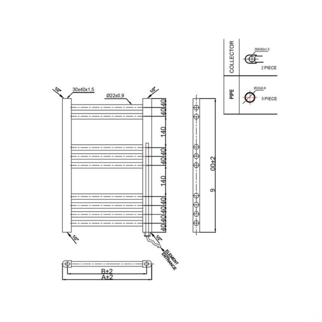 Towelrads MacCarthy Chrome Electric Towel Radiator 900 x 500mm