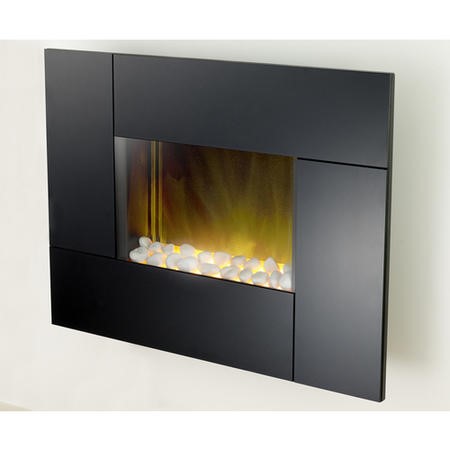 Adam Nexus Electric Wall Mounted Fire In Black Glass With Pebble