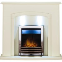Adam Electric Fireplace Suite in Stone Effect with LED Downlights - Falmouth Adam Electric Fireplace Suite in Stone Effect with LED Downlights - Falmouth