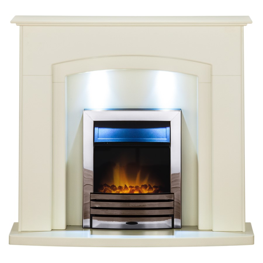 Adam Electric Fireplace Suite in Stone Effect with LED Downlights - Falmouth