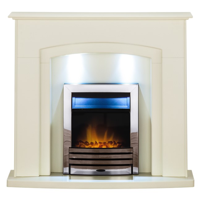 GRADE A2 - Adam Falmouth Electric Fireplace Suite in Stone Effect with LED Downlights