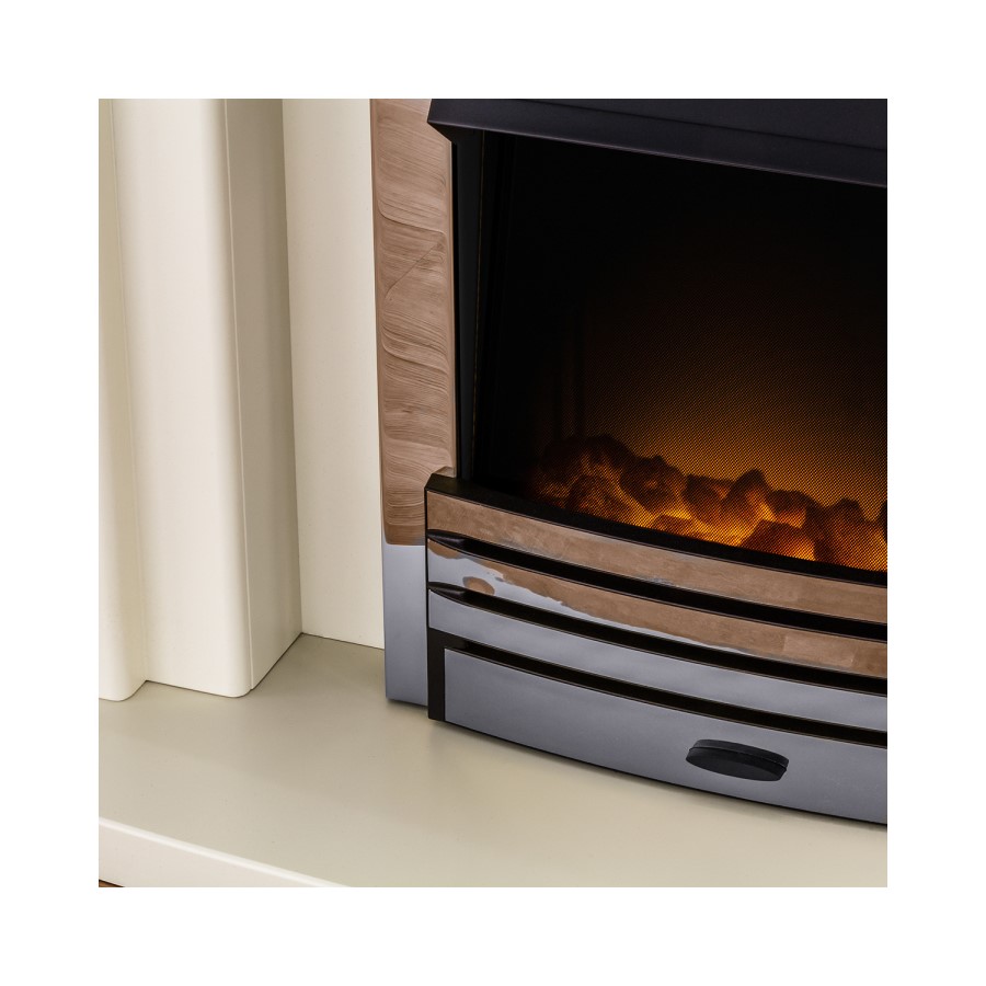 Adam Electric Fireplace Suite in Stone Effect with LED Downlights - Falmouth