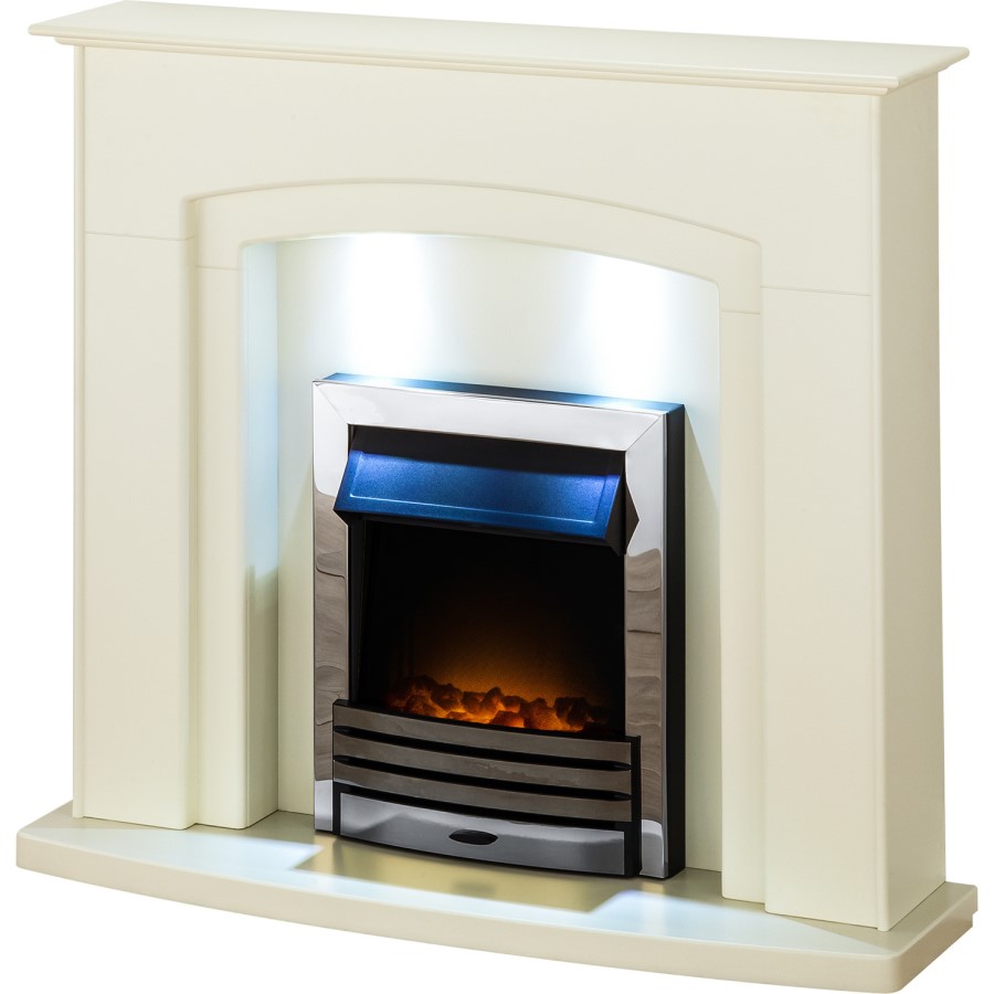Adam Electric Fireplace Suite in Stone Effect with LED Downlights - Falmouth