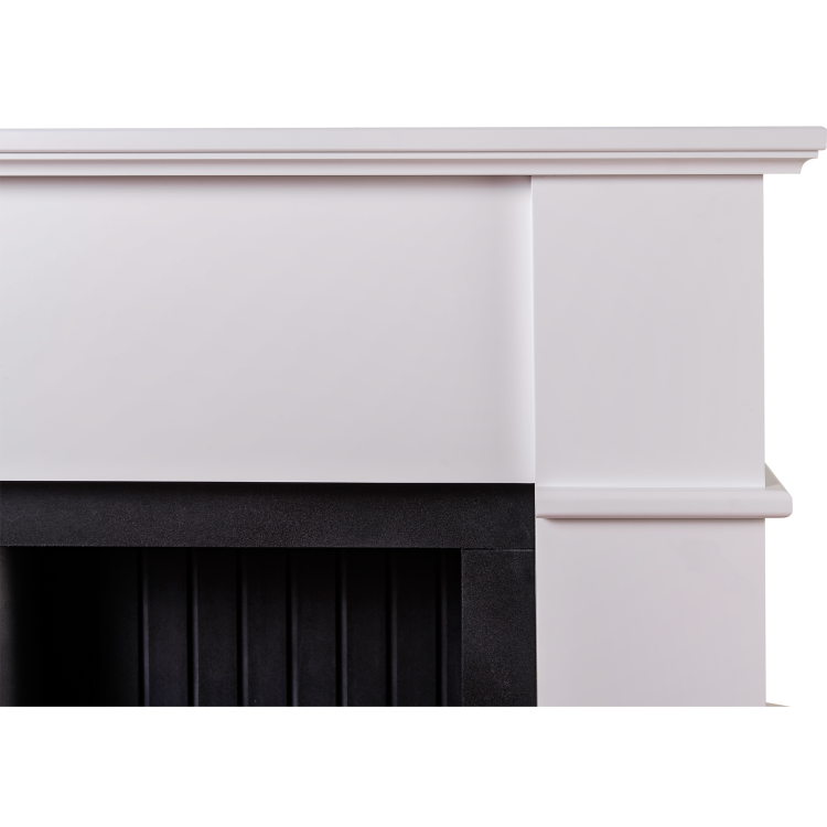 Adam White Fireplace Suite with Black Double Door Electric Stove & Log Effect Fuel Bed - Oxford