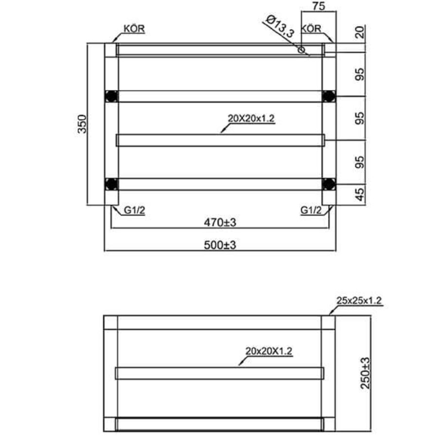 Towelrads Holyport Chrome Heated Towel Rail Radiator - 350 x 500mm