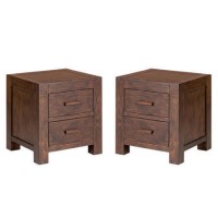 Pacific Pair of Dark Oak Bedside Tables